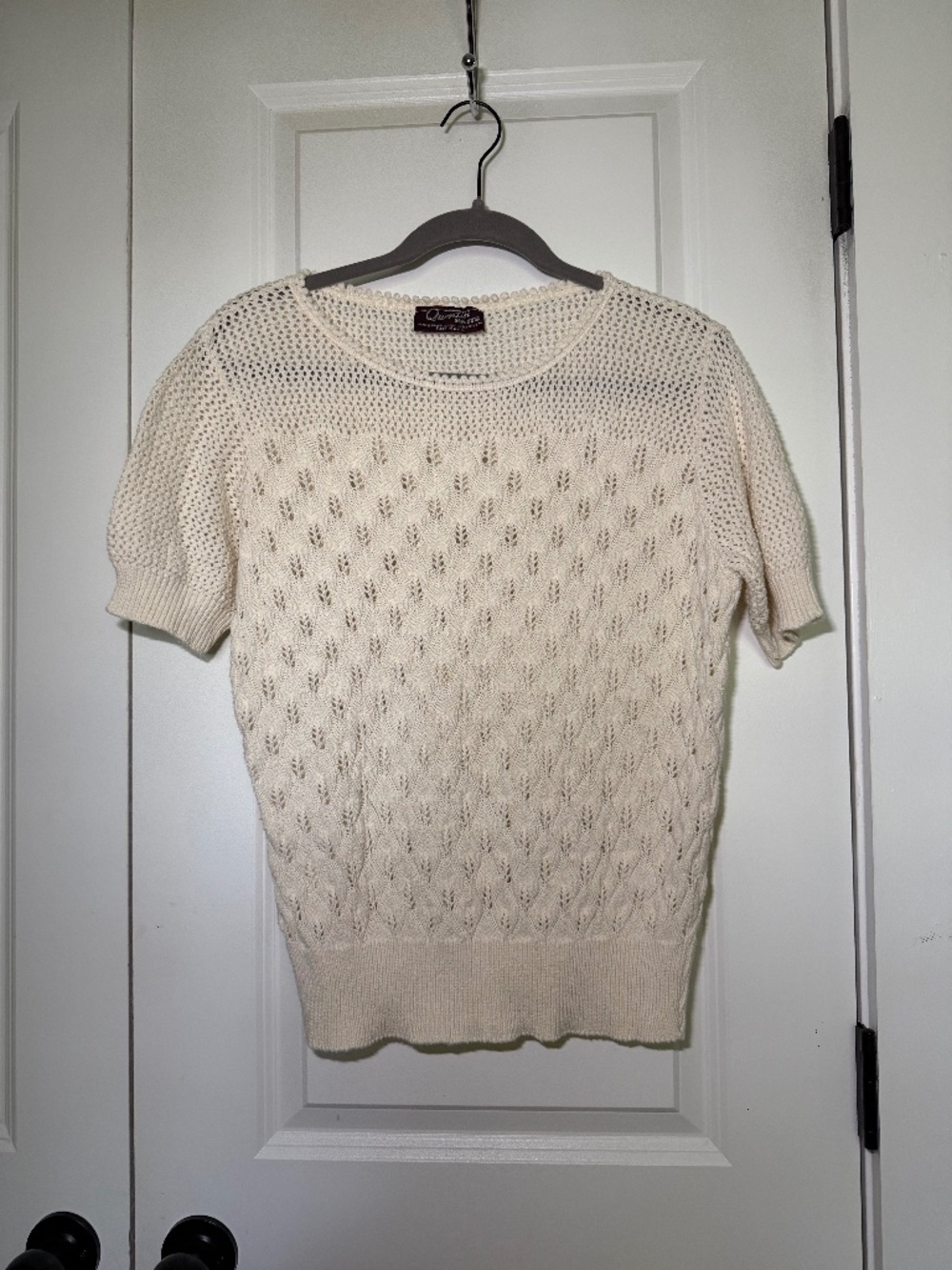 Vintage Ivory Open Knit Sweater Made in USA | Cottagecore Boho Western Lagenlook